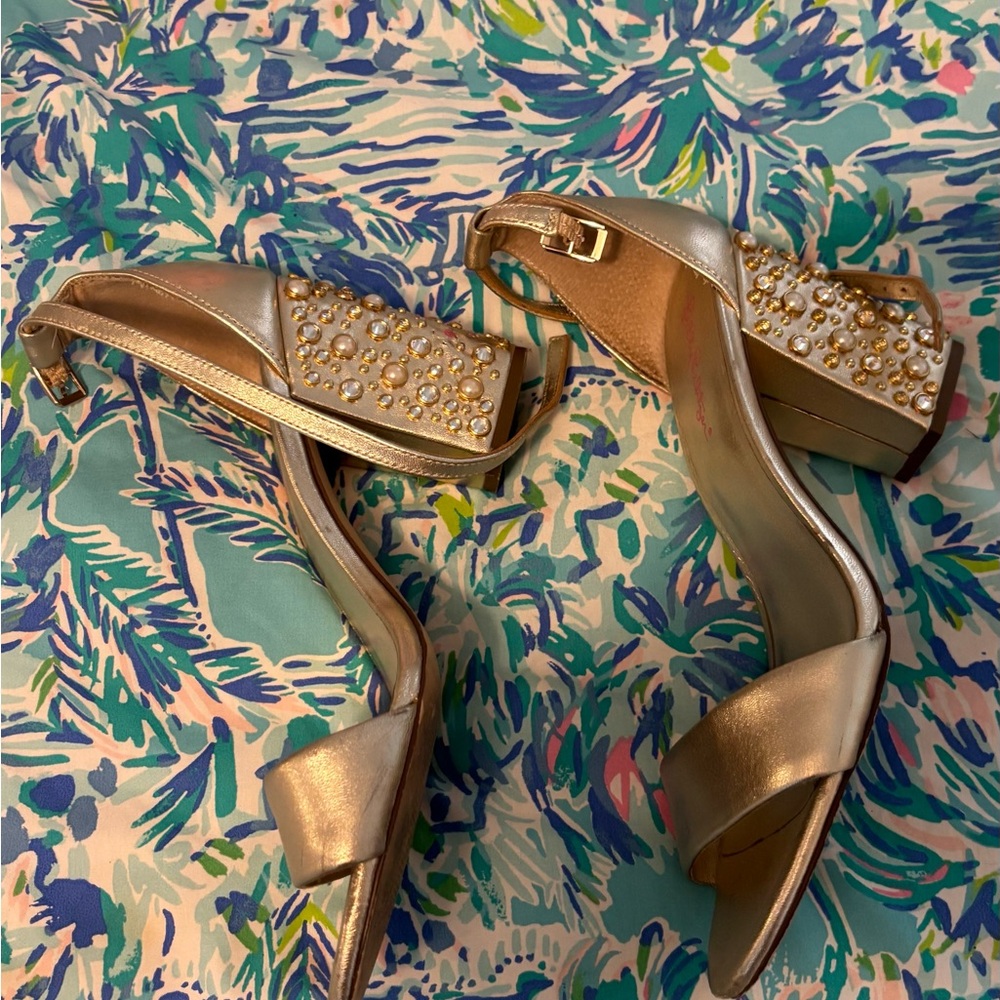 Lilly Pulitzer Amber Lynn sandals with studded block heels